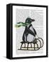 Penguin On Sled-Fab Funky-Framed Stretched Canvas