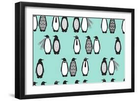 Penguin Parade-Joanne Paynter Design-Framed Premium Giclee Print