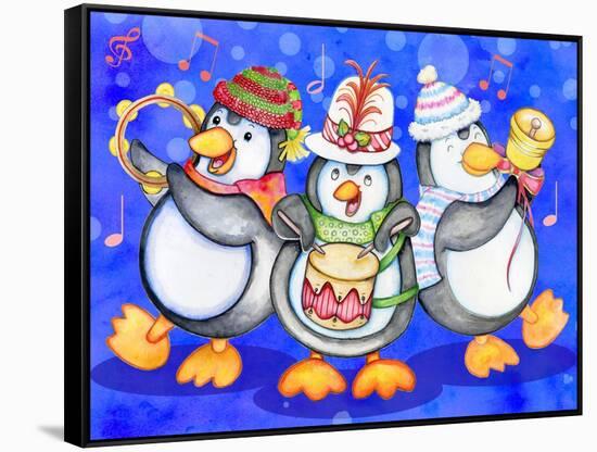 Penguin Percussion-Valarie Wade-Framed Stretched Canvas