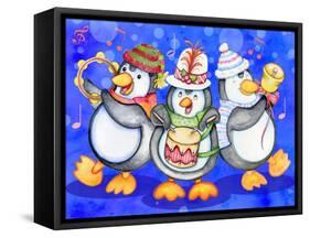 Penguin Percussion-Valarie Wade-Framed Stretched Canvas