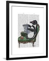 Penguin Reading Newspaper-Fab Funky-Framed Art Print