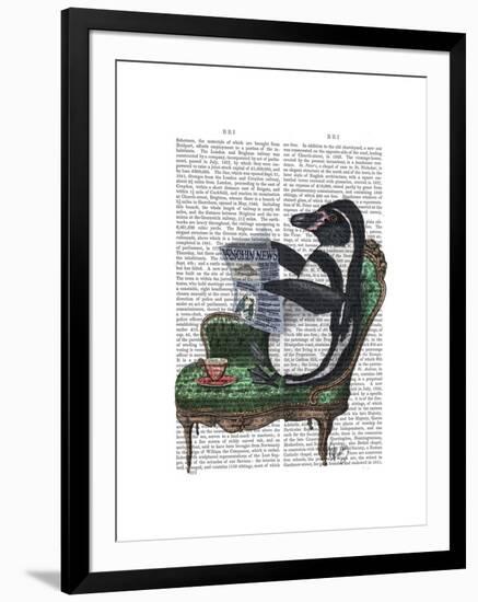 Penguin Reading Newspaper-Fab Funky-Framed Art Print