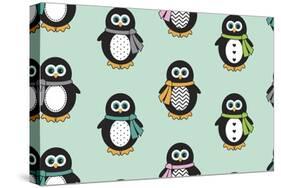 Penguin Scarves-Joanne Paynter Design-Stretched Canvas