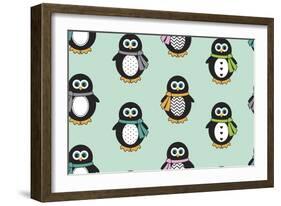 Penguin Scarves-Joanne Paynter Design-Framed Giclee Print