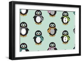 Penguin Scarves-Joanne Paynter Design-Framed Giclee Print