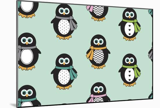 Penguin Scarves-Joanne Paynter Design-Mounted Giclee Print