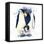 Penguin T-Shirt Graphics. Penguin Illustration with Splash Watercolor Textured Background. Unusual-Faenkova Elena-Framed Stretched Canvas