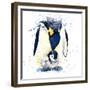 Penguin T-Shirt Graphics. Penguin Illustration with Splash Watercolor Textured Background. Unusual-Faenkova Elena-Framed Premium Giclee Print