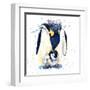 Penguin T-Shirt Graphics. Penguin Illustration with Splash Watercolor Textured Background. Unusual-Faenkova Elena-Framed Art Print