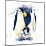 Penguin T-Shirt Graphics. Penguin Illustration with Splash Watercolor Textured Background. Unusual-Faenkova Elena-Mounted Art Print