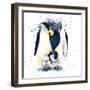 Penguin T-Shirt Graphics. Penguin Illustration with Splash Watercolor Textured Background. Unusual-Faenkova Elena-Framed Art Print