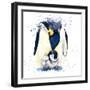 Penguin T-Shirt Graphics. Penguin Illustration with Splash Watercolor Textured Background. Unusual-Faenkova Elena-Framed Art Print