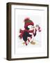 Penguin with Mouse on a Candy Cane-Beverly Johnston-Framed Giclee Print