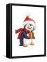 Penguin With Present-MAKIKO-Framed Stretched Canvas
