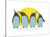 Penguins and Sun. Illustration of Penguins Birds Standing. Vector Eps8-Popmarleo-Stretched Canvas