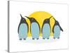 Penguins and Sun. Illustration of Penguins Birds Standing. Vector Eps8-Popmarleo-Stretched Canvas