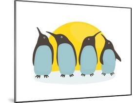 Penguins and Sun. Illustration of Penguins Birds Standing. Vector Eps8-Popmarleo-Mounted Art Print