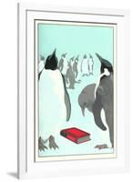 Penguins Discover a Book-null-Framed Art Print