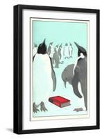 Penguins Discover a Book-null-Framed Art Print