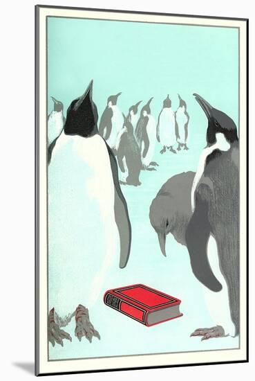 Penguins Discover a Book-null-Mounted Art Print