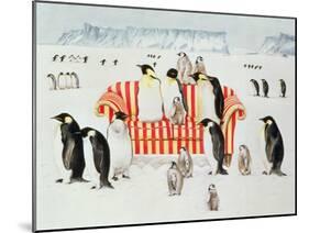 Penguins on a Red and White Sofa, 1994-E.B. Watts-Mounted Giclee Print