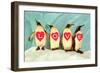 Penguins Spelling Out Love-null-Framed Art Print