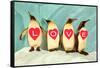 Penguins Spelling Out Love-null-Framed Stretched Canvas