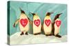 Penguins Spelling Out Love-null-Stretched Canvas