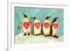 Penguins Spelling Out Love-null-Framed Art Print