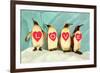 Penguins Spelling Out Love-null-Framed Art Print