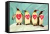 Penguins Spelling Out Love-null-Framed Stretched Canvas