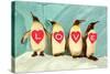 Penguins Spelling Out Love-null-Stretched Canvas