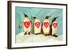 Penguins Spelling Out Love-null-Framed Art Print