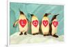 Penguins Spelling Out Love-null-Framed Art Print