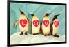 Penguins Spelling Out Love-null-Framed Art Print