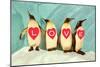 Penguins Spelling Out Love-null-Mounted Art Print