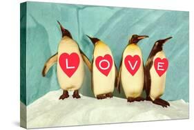 Penguins Spelling Out Love-null-Stretched Canvas