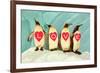 Penguins Spelling Out Love-null-Framed Premium Giclee Print