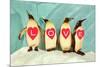 Penguins Spelling Out Love-null-Mounted Premium Giclee Print