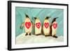 Penguins Spelling Out Love-null-Framed Art Print