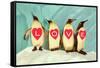 Penguins Spelling Out Love-null-Framed Stretched Canvas