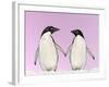 Penguins Two, Holding Hands with Pink Background-null-Framed Photographic Print