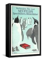 Penguins with Book-null-Framed Stretched Canvas