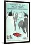 Penguins with Book-null-Framed Art Print