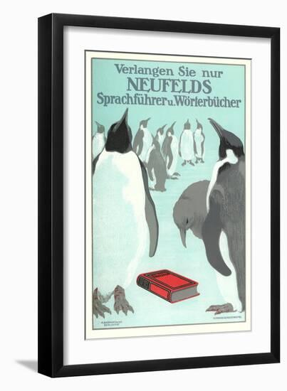 Penguins with Book-null-Framed Art Print