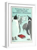 Penguins with Book-null-Framed Art Print