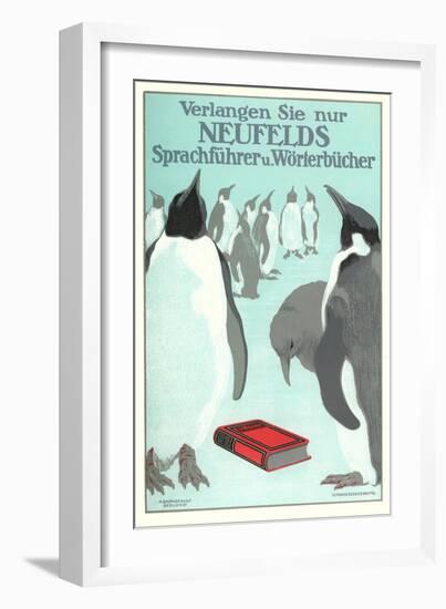 Penguins with Book-null-Framed Art Print