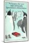 Penguins with Book-null-Mounted Art Print
