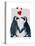 Penguins with Love Hearts-Fab Funky-Stretched Canvas