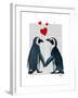 Penguins with Love Hearts-Fab Funky-Framed Art Print